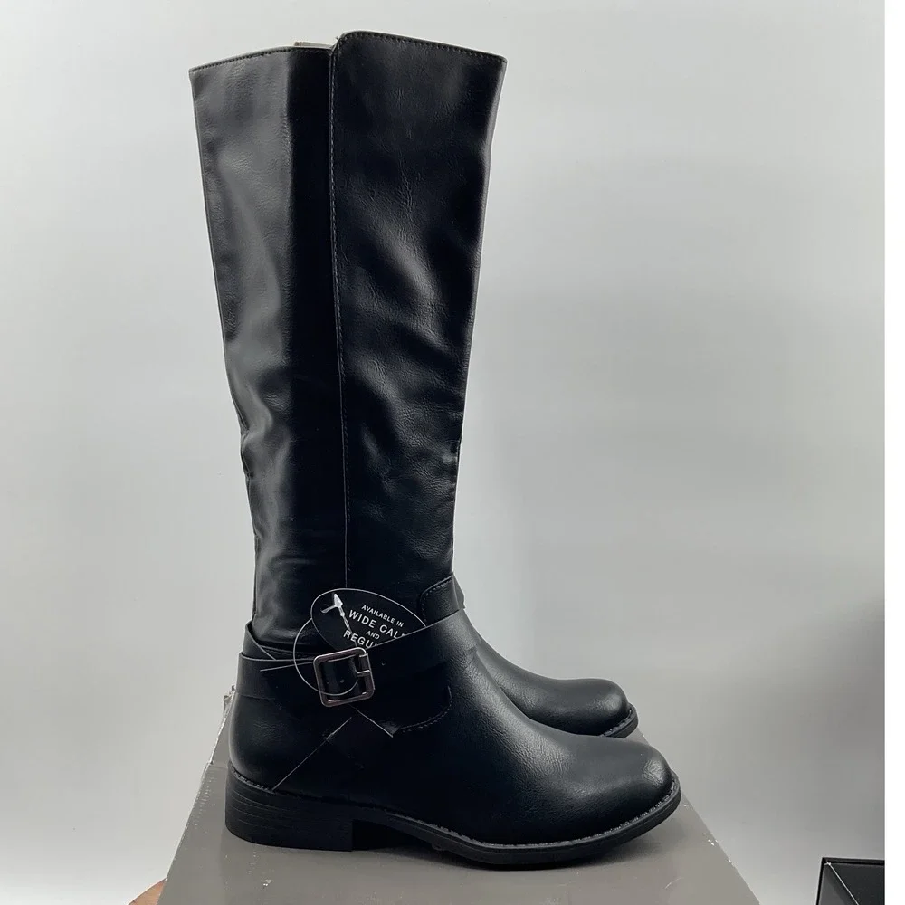 Style&co Knee High Riding Boots Women 6M F42199 Buckle Strap Zip Up